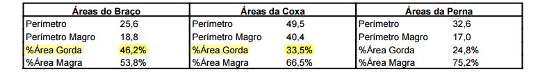 área magra de braço e coxa tati